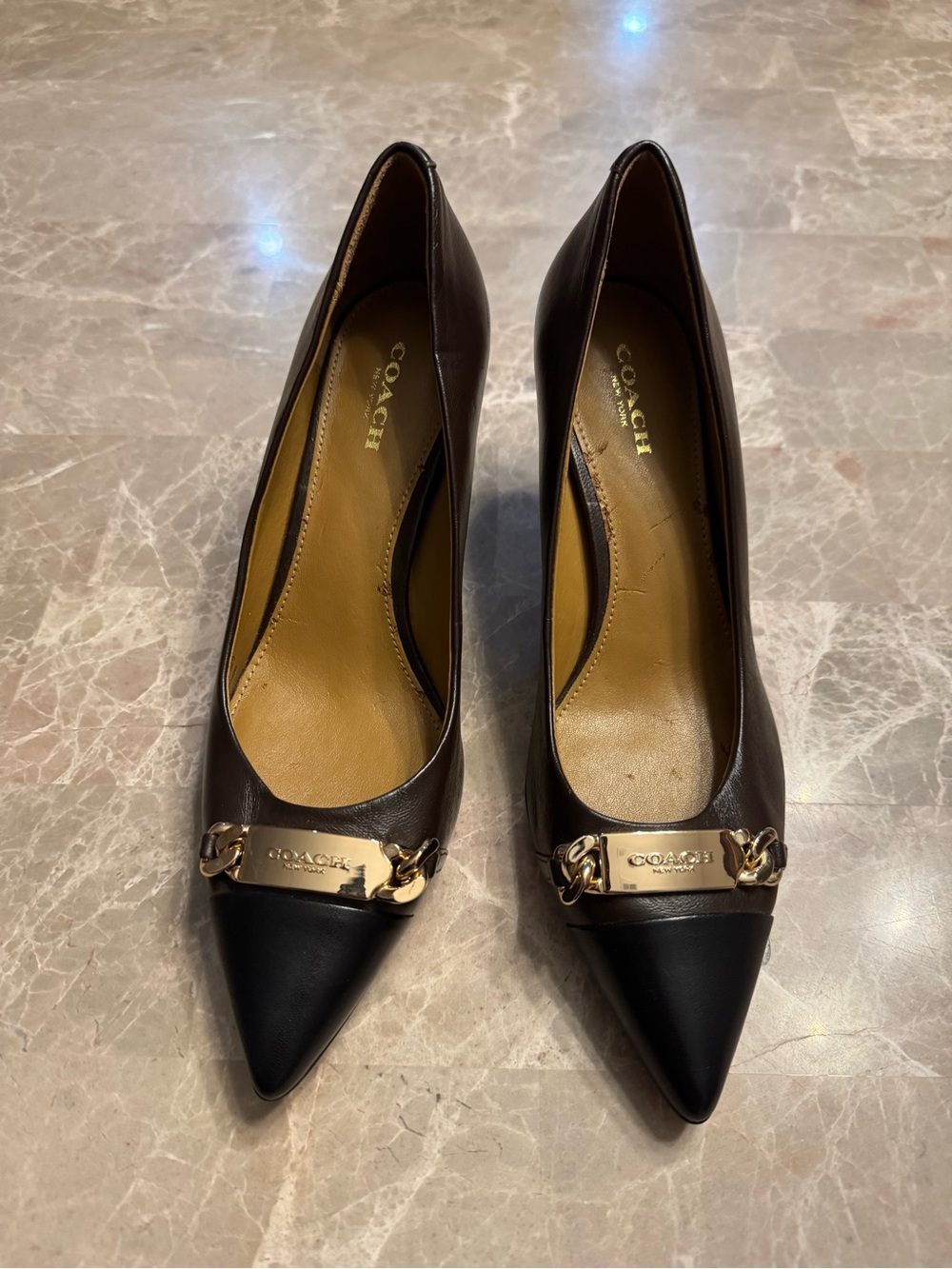 Coach Black and Gold Stiletto
Heels 6.5